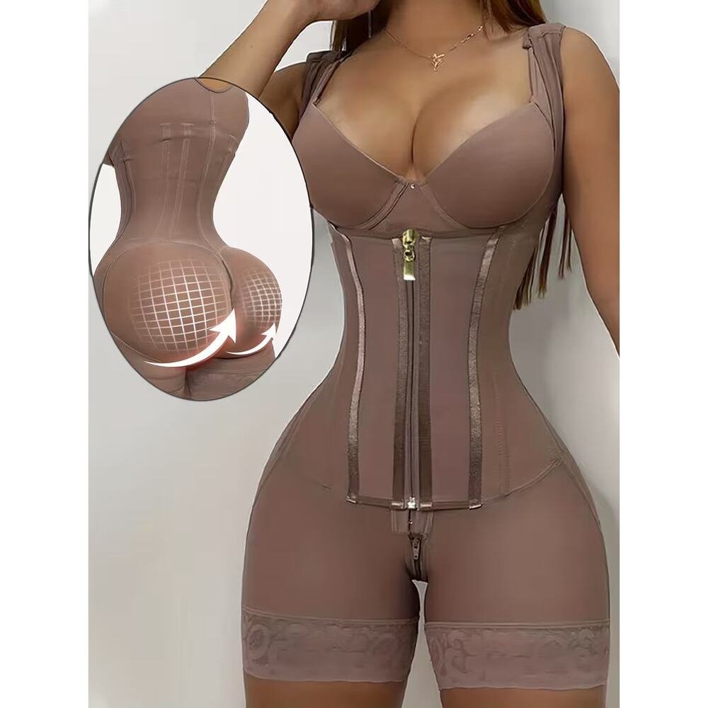 Nude/Brown Faja Girdle Hourglass Butt Lifter Tummy Control Shapewear Bodysuit